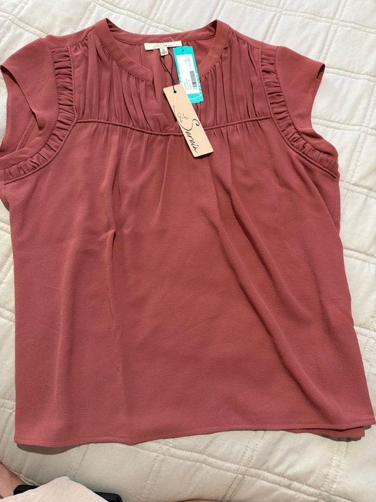 Les Serein Tops - & Sincerely Sleeveless Pleated Yoke Blouse - Dusty Rose